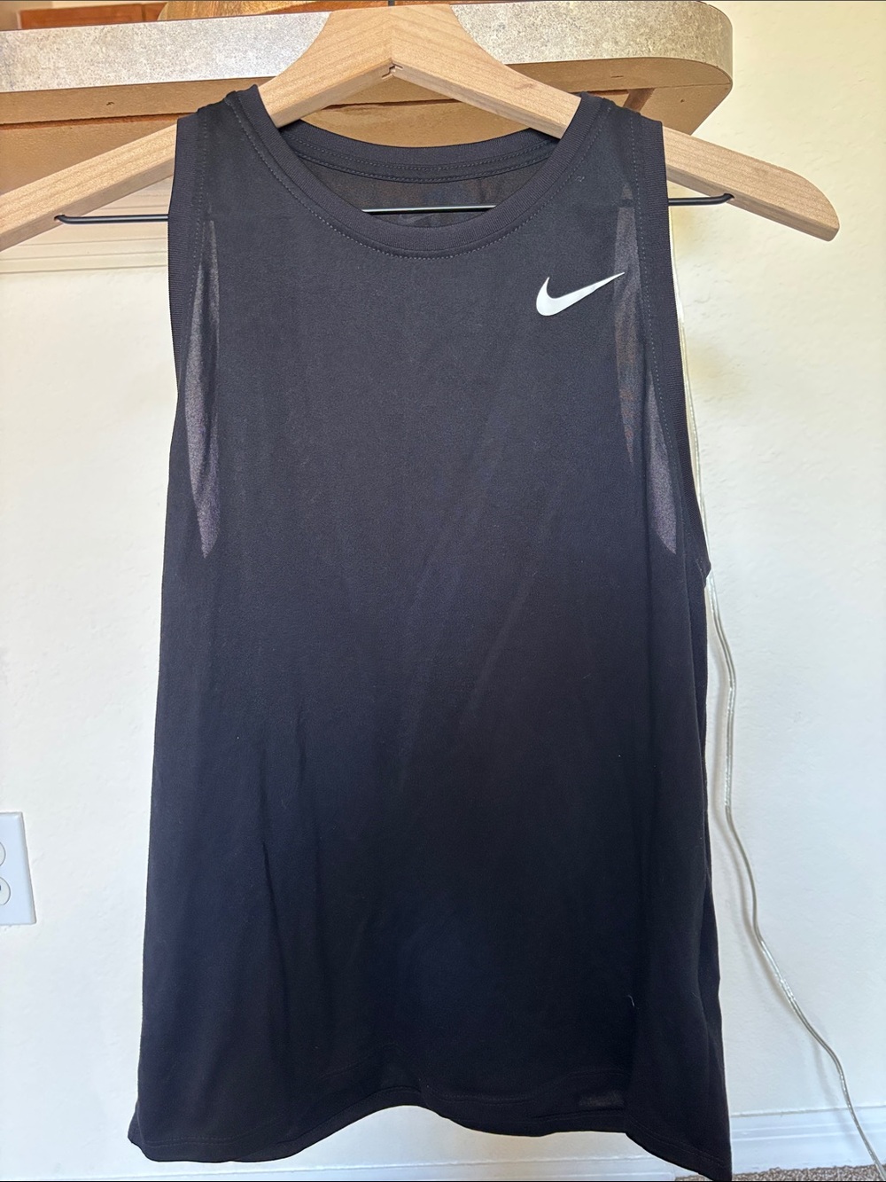 Nike Black Tank Top with White Swoosh Logo